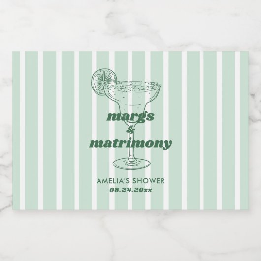 Margs & Matrimony Retro Bachelorette Brautparty Alkoholflaschenetikett (Einzelnes Label)