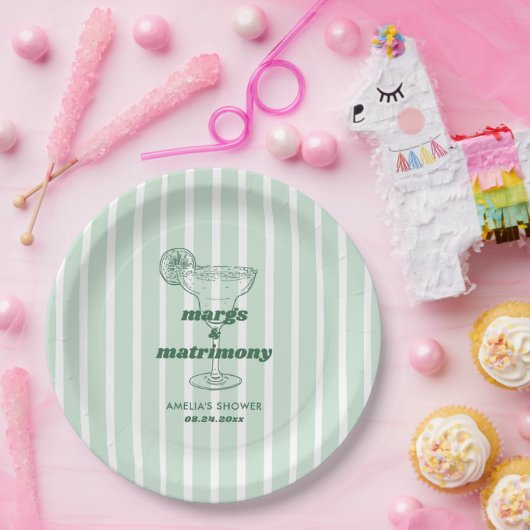 Margs & Matrimony Retro Bachelorette Brautparty Pappteller (Party)