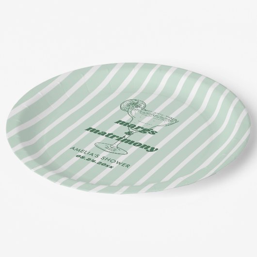 Margs & Matrimony Retro Bachelorette Brautparty Pappteller (Schrägansicht)