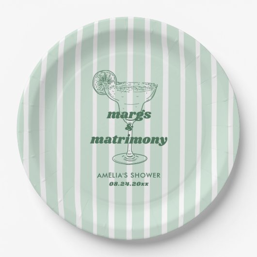 Margs & Matrimony Retro Bachelorette Brautparty Pappteller (Vorderseite)