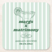 Margs & Matrimony Retro Bachelorette Brautparty Rechteckiger Pappuntersetzer (Vorderseite)