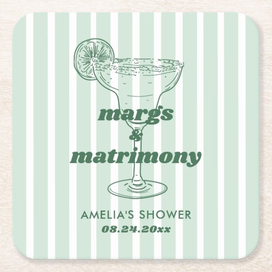 Margs & Matrimony Retro Bachelorette Brautparty Rechteckiger Pappuntersetzer (Vorderseite)