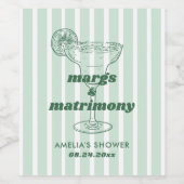 Margs & Matrimony Retro Bachelorette Brautparty Weinetikett (Einzelnes Label)