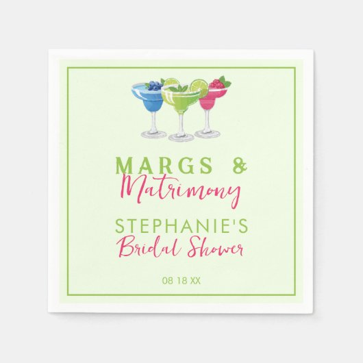 Margs & Matrimony Retro Lime Green Brautparty Serviette (Vorderseite)