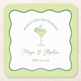 "Margs & Matrimony" Simple Lime Margarita Wedding Rechteckiger Pappuntersetzer