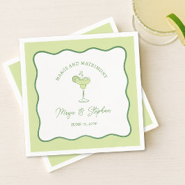 "Margs & Matrimony" Simple Lime Margarita Wedding Serviette