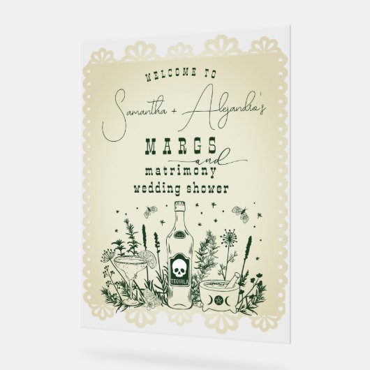 Margs Matrimony Skull Fiesta Couple Dusche Empfang Acrylschild (Winkel)