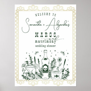 Margs Matrimony Skull Fiesta Couple Dusche Empfang Poster