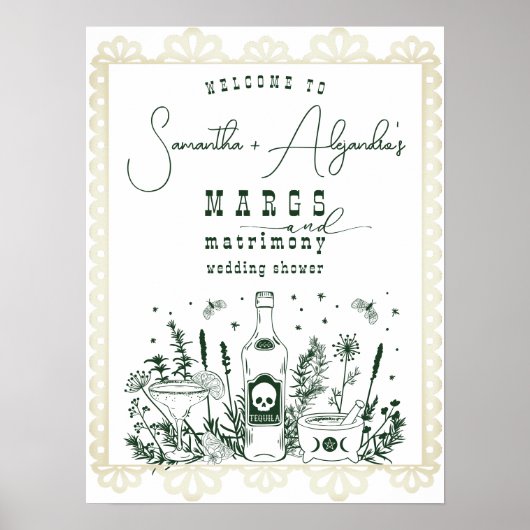 Margs Matrimony Skull Fiesta Couple Dusche Empfang Poster (Vorne)