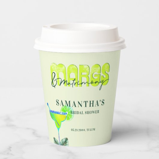 Margs Matrimony Tequila Brautparty Bach Willkommen Pappbecher (Rückseite)