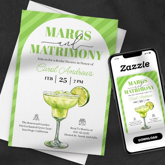 Margs & Matrimony Tequila Brautparty Einladung