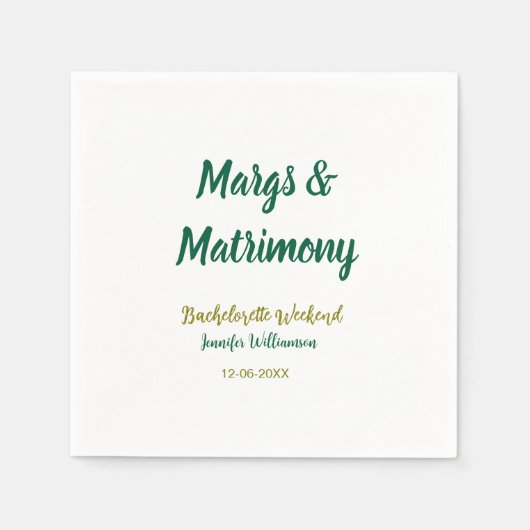 Margs und Ehe hinzufügen Name Datum Junggesellinne Serviette (Vorderseite)