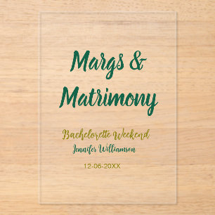Margs und Ehe Name Datum Junggesellinnenabschied Acryleinladungen
