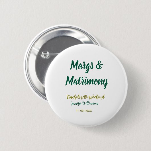 Margs und Ehe name datum Junggesellinnenabschied Button (Vorne & Hinten)