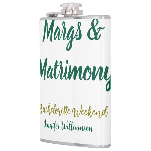 Margs und Ehe name datum Junggesellinnenabschied Flachmann (Links)