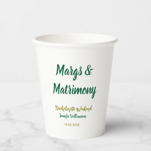 Margs und Ehe Name Datum Junggesellinnenabschied Pappbecher