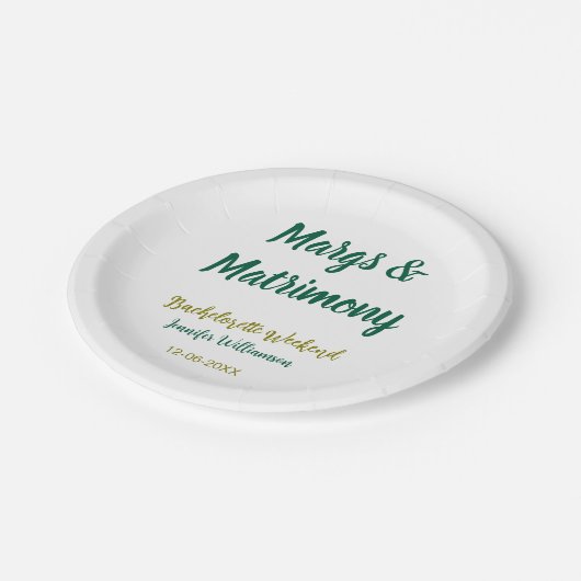 Margs und Ehe name datum Junggesellinnenabschied Pappteller (Schrägansicht)