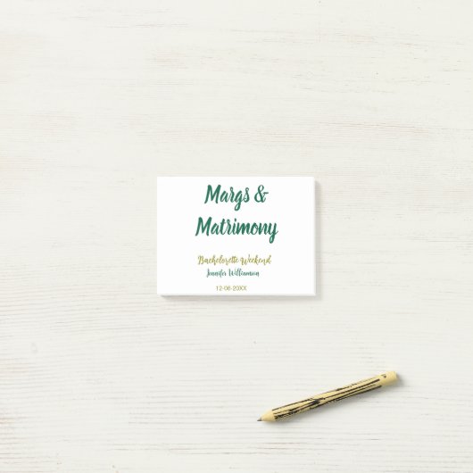 Margs und Ehe name datum Junggesellinnenabschied Post-it Klebezettel (Auf Schreibtisch)