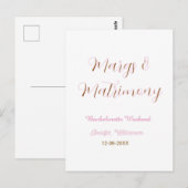 Margs und Ehe Name Datum Junggesellinnenabschied Postkarte (Vorne/Hinten)