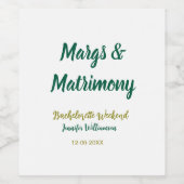 Margs und Ehe Name Datum Junggesellinnenabschied Weinetikett (Einzelnes Label)