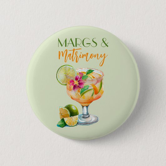 Margs und Ehe Tequila & Fiesta Junggesellinnenabsc Button (Vorderseite)