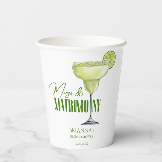 Margs und Matrimone Brautparty mit Monogramm Pappbecher (Rückseite)