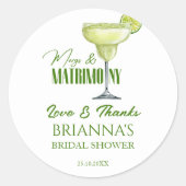 Margs und Matrimone Brautparty mit Monogramm Runder Aufkleber (Vorderseite)