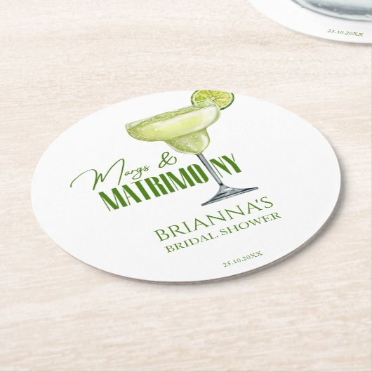 Margs und Matrimone Brautparty mit Monogramm Runder Pappuntersetzer (Angewinkelt)