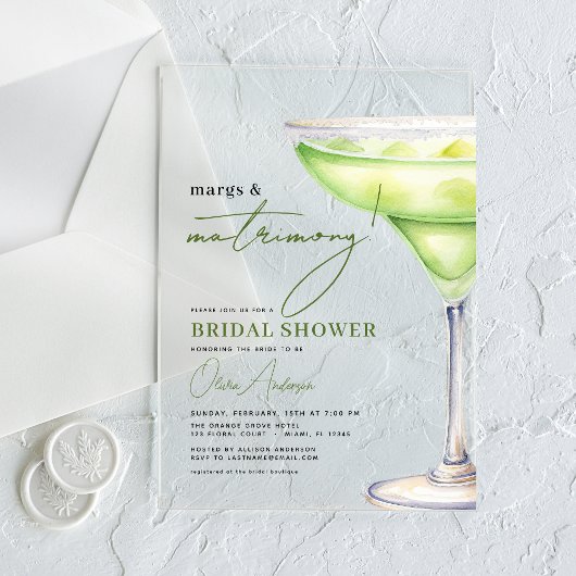 Margs und Matrimons Modernes Brautparty Acryleinladungen