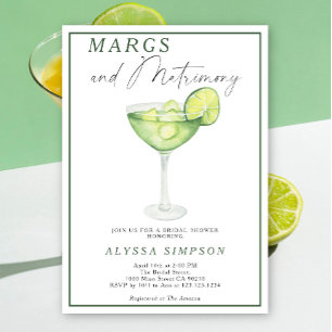Margs und Matrimony Lime Margarita Junggesellinnen Einladung