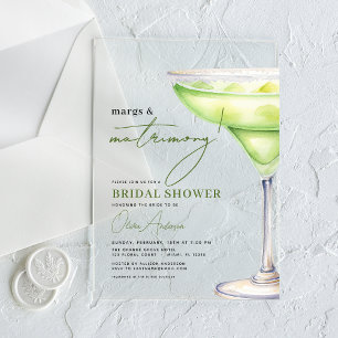 Margs und Matrimony Moderne Hochzeitsdusche Acryleinladungen