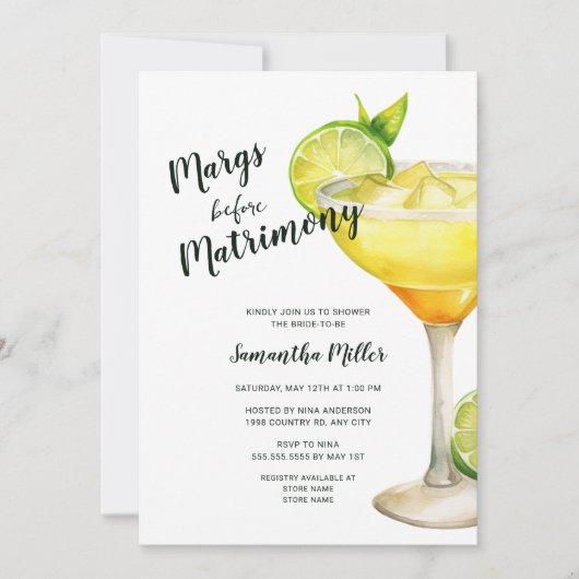 Margs vor den Eheschließungen Brautparty Einladung (Vorderseite)