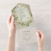 Marguerite Daisy Dusty Wedding All In One Einladung (Abreißen)