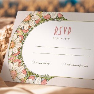 Marguerite Daisy Dusty Wedding RSVP Art Nouveau Einladung