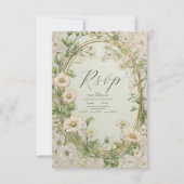 Marguerite Daisy Dusty Wedding RSVP Karte (Vorderseite)