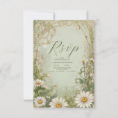 Marguerite Daisy Dusty Wedding RSVP Karte (Vorderseite)