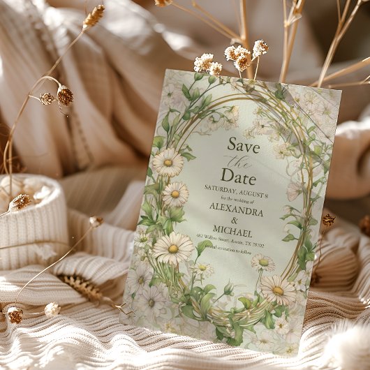 Marguerite Daisy Dusty Wedding Save The Date