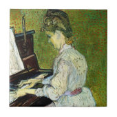 Marguerite Gachet am Piano von Vincent van Gogh Fliese (Vorderseite)
