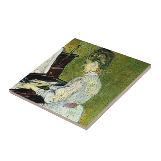 Marguerite Gachet am Piano von Vincent van Gogh Fliese (Seite)