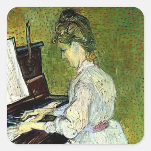Marguerite Gachet am Piano von Vincent van Gogh Quadratischer Aufkleber (Vorderseite)
