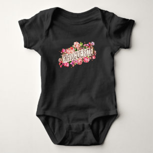 Marguerite Name Vintag Floral Banner Niedlich & Gi Baby Strampler