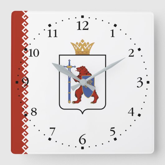 Mari El Flag Quadratische Wanduhr (Vorderseite)