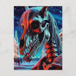 Mari Lwyd Skeleton Christmas Postkarte