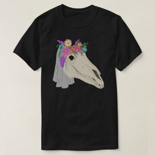 Mari Lwyd Welsh Folklore Horse Skull - flache Farb T-Shirt (Design vorne)