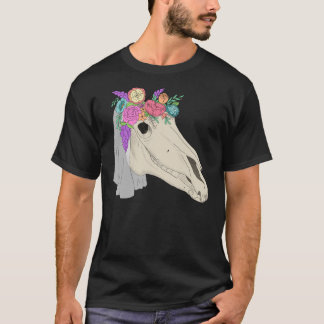 Mari Lwyd Welsh Folklore Horse Skull - flache Farb T-Shirt