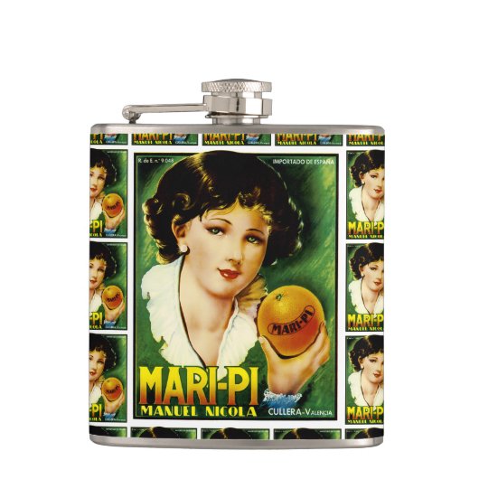Mari Pi Orange Flachmann (Vorderseite)