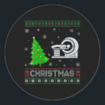 Mari Tech Xmas Tree Lighting Ugly Christmas Runder Aufkleber<br><div class="desc">Mari Tech Xmas Tree Lighting Ugly Christmas Sweater</div>