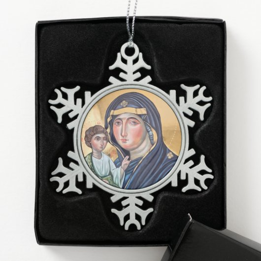 Maria Advocata Nostra Schneeflocken Zinn-Ornament (Box)