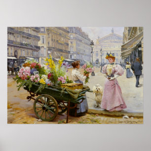 Maria beim Blumenhändler Poster