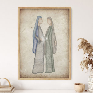 Maria besucht Elisabeth_ Schrift Wandkunst, Bibel Poster
